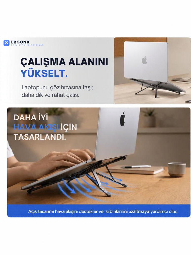 Ergonx X4 Stand | Tripod Arada Manyetik Telefon Tutuculu Taşınabilir Laptop Standı
