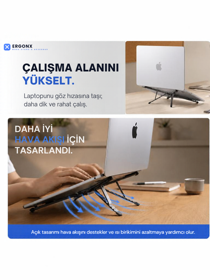 Ergonx X4 Stand | Tripod Arada Manyetik Telefon Tutuculu Taşınabilir Laptop Standı