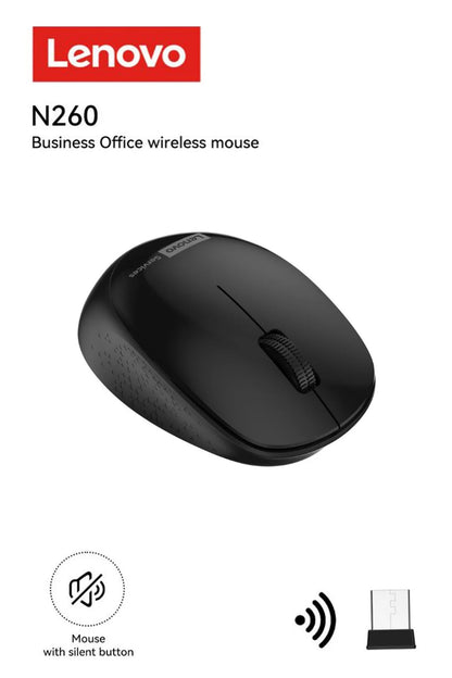 LENOVO N260 Sessiz Kablosuz Mouse Siyah ( Usb Alıcılı ) Pil Dahi